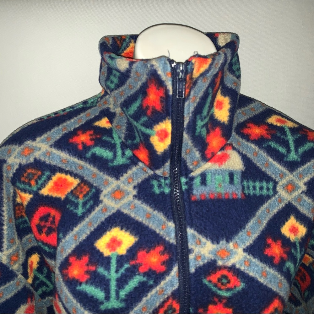 v i n t a g e :: Slouchy Cozy Whimsy Country Floral Fleece Sweater Pullover - Picture 5 of 10